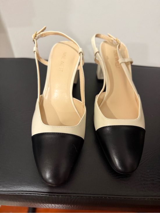 Nine West Shoes - Nine West Two-Tone Black and Cream Slingback Mules